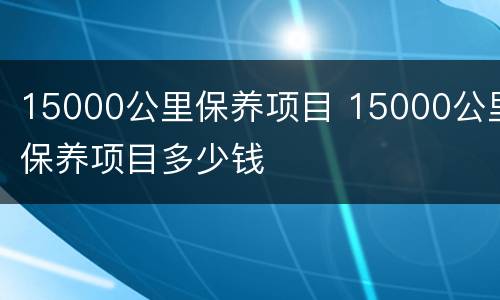 15000公里保养项目 15000公里保养项目多少钱