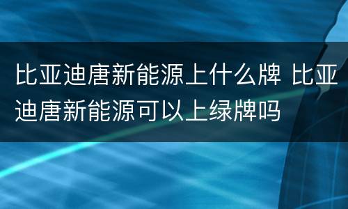 比亚迪唐新能源上什么牌 比亚迪唐新能源可以上绿牌吗