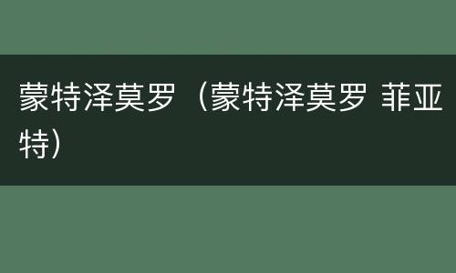 蒙特泽莫罗（蒙特泽莫罗 菲亚特）