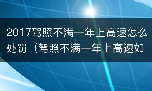 2017驾照不满一年上高速怎么处罚（驾照不满一年上高速如何处罚）