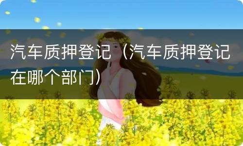 汽车质押登记（汽车质押登记在哪个部门）