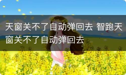 天窗关不了自动弹回去 智跑天窗关不了自动弹回去