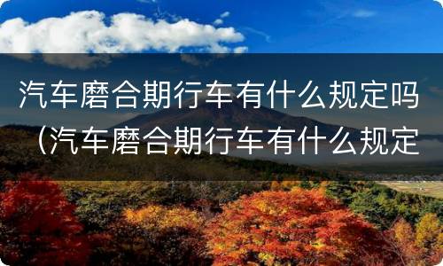 汽车磨合期行车有什么规定吗（汽车磨合期行车有什么规定吗视频）