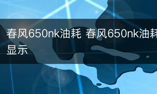 春风650nk油耗 春风650nk油耗显示