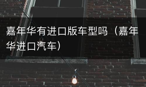嘉年华有进口版车型吗（嘉年华进口汽车）