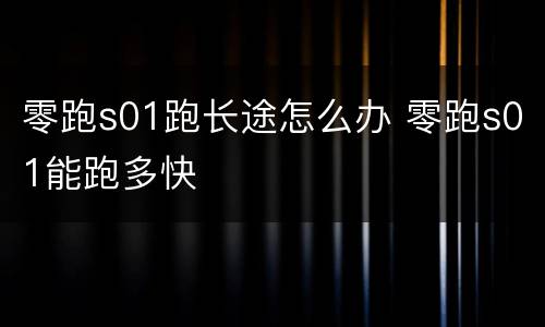 零跑s01跑长途怎么办 零跑s01能跑多快