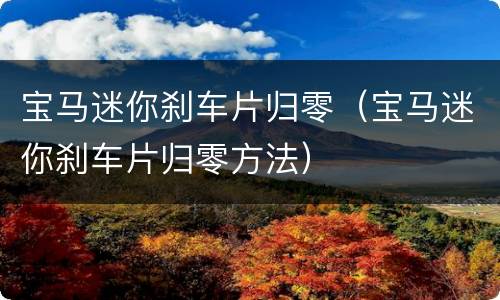 宝马迷你刹车片归零（宝马迷你刹车片归零方法）