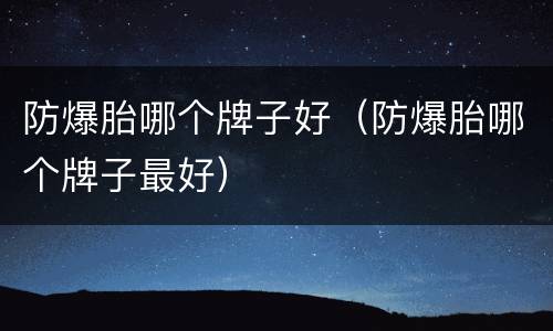 防爆胎哪个牌子好（防爆胎哪个牌子最好）