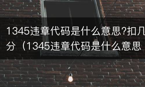 1345违章代码是什么意思?扣几分（1345违章代码是什么意思扣分吗）