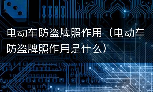 电动车防盗牌照作用（电动车防盗牌照作用是什么）