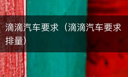 滴滴汽车要求（滴滴汽车要求排量）