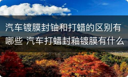 汽车镀膜封铀和打蜡的区别有哪些 汽车打蜡封釉镀膜有什么区别