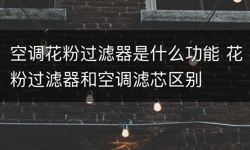 空调花粉过滤器是什么功能 花粉过滤器和空调滤芯区别