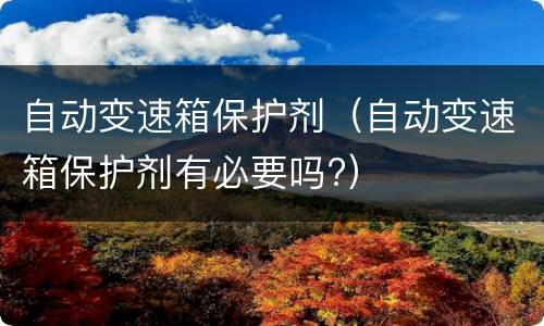 自动变速箱保护剂（自动变速箱保护剂有必要吗?）