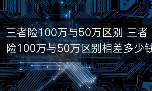 三者险100万与50万区别 三者险100万与50万区别相差多少钱