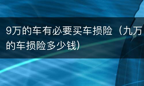9万的车有必要买车损险（九万的车损险多少钱）