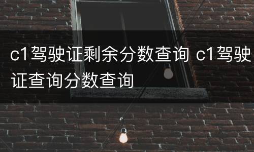 c1驾驶证剩余分数查询 c1驾驶证查询分数查询