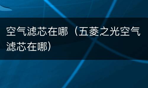 空气滤芯在哪（五菱之光空气滤芯在哪）