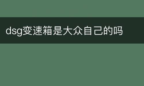 dsg变速箱是大众自己的吗