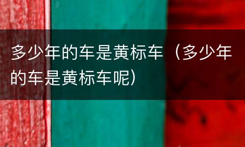 多少年的车是黄标车（多少年的车是黄标车呢）