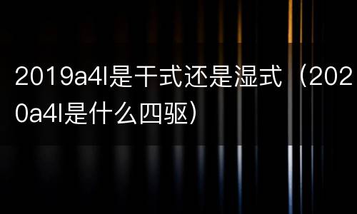 2019a4l是干式还是湿式（2020a4l是什么四驱）