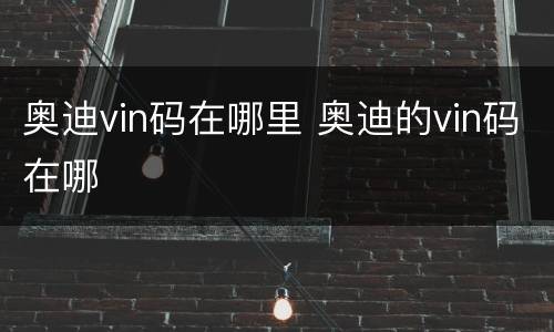 奥迪vin码在哪里 奥迪的vin码在哪
