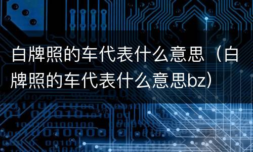 白牌照的车代表什么意思（白牌照的车代表什么意思bz）
