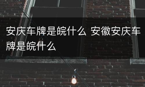 安庆车牌是皖什么 安徽安庆车牌是皖什么