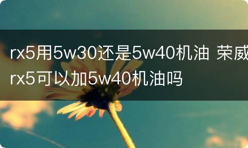 rx5用5w30还是5w40机油 荣威rx5可以加5w40机油吗
