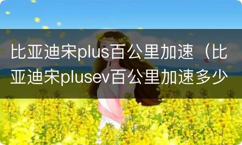 比亚迪宋plus百公里加速（比亚迪宋plusev百公里加速多少秒）