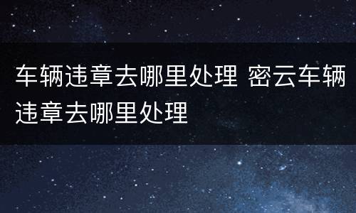 车辆违章去哪里处理 密云车辆违章去哪里处理
