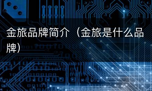 金旅品牌简介（金旅是什么品牌）