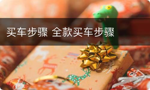 买车步骤 全款买车步骤