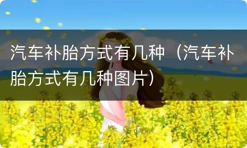 汽车补胎方式有几种（汽车补胎方式有几种图片）