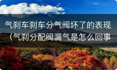 气刹车刹车分气阀坏了的表现（气刹分配阀漏气是怎么回事）