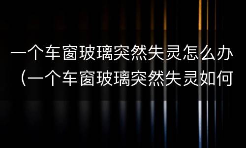 一个车窗玻璃突然失灵怎么办（一个车窗玻璃突然失灵如何自救）