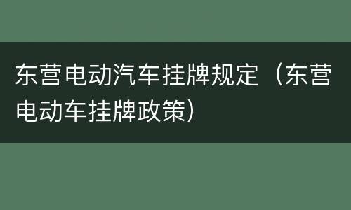 东营电动汽车挂牌规定（东营电动车挂牌政策）