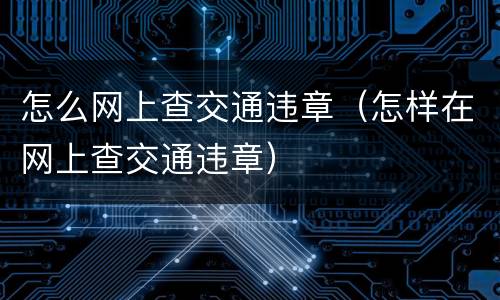 怎么网上查交通违章（怎样在网上查交通违章）