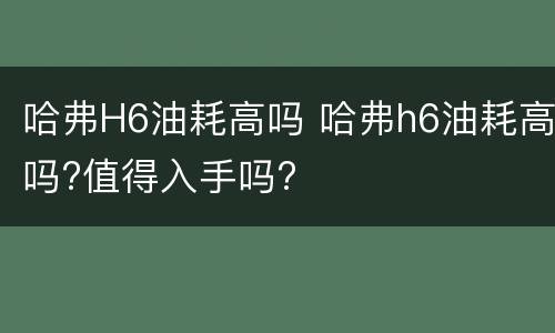 哈弗H6油耗高吗 哈弗h6油耗高吗?值得入手吗?