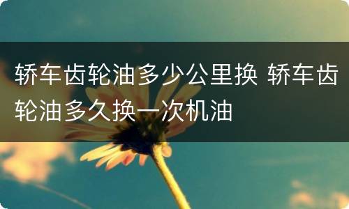 轿车齿轮油多少公里换 轿车齿轮油多久换一次机油