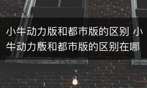 小牛动力版和都市版的区别 小牛动力版和都市版的区别在哪