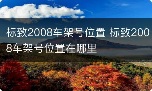 标致2008车架号位置 标致2008车架号位置在哪里