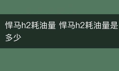 悍马h2耗油量 悍马h2耗油量是多少