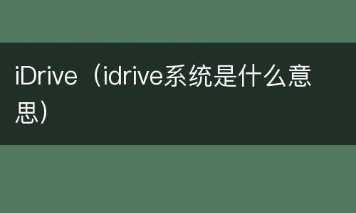 iDrive（idrive系统是什么意思）
