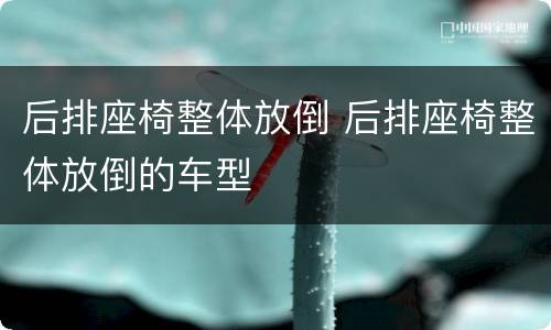 后排座椅整体放倒 后排座椅整体放倒的车型