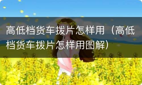 高低档货车拨片怎样用（高低档货车拨片怎样用图解）