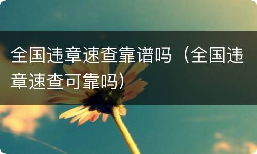 全国违章速查靠谱吗（全国违章速查可靠吗）