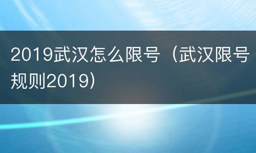 2019武汉怎么限号（武汉限号规则2019）