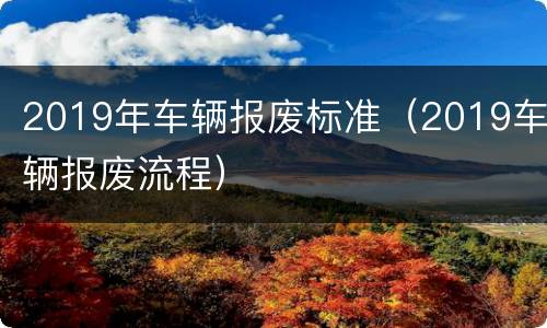 2019年车辆报废标准（2019车辆报废流程）