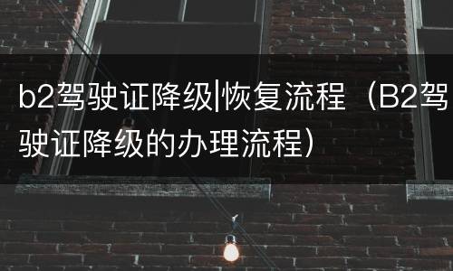 b2驾驶证降级|恢复流程（B2驾驶证降级的办理流程）